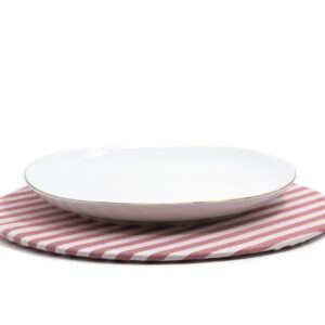 PLATO BASE + FUNDA VINO RAYAS