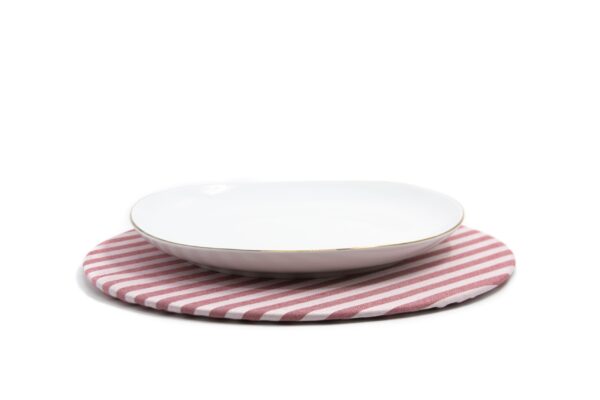 PLATO BASE + FUNDA VINO RAYAS